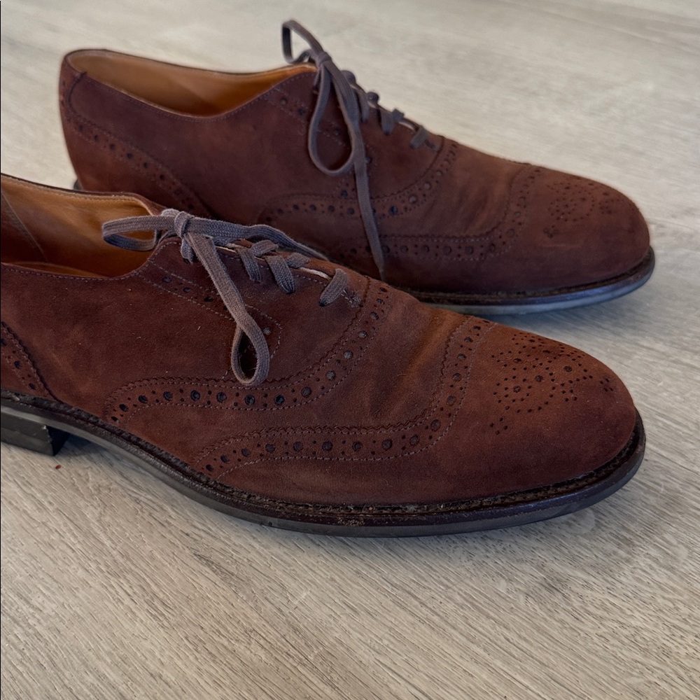 Cole Haan Bench Wingtip Derby Shoes Men’s 9 1/2 D Brown Leather Made in England - Picture 7 of 15